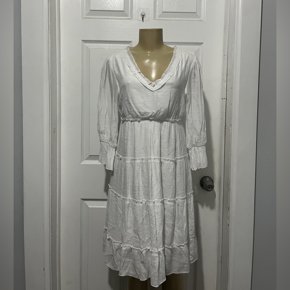 J Gee White Tiered Dress